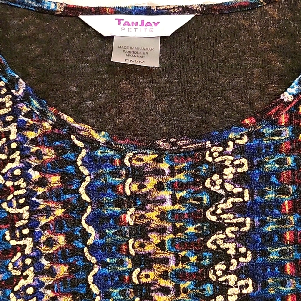 Multi-color & Metallic 3/4 Sleeve Blouse, PM, LIKE NEW condition! - Picture 6 of 10